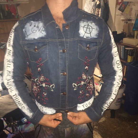 Hand painted custom lil peep jacket size large - Picture 2 of 4